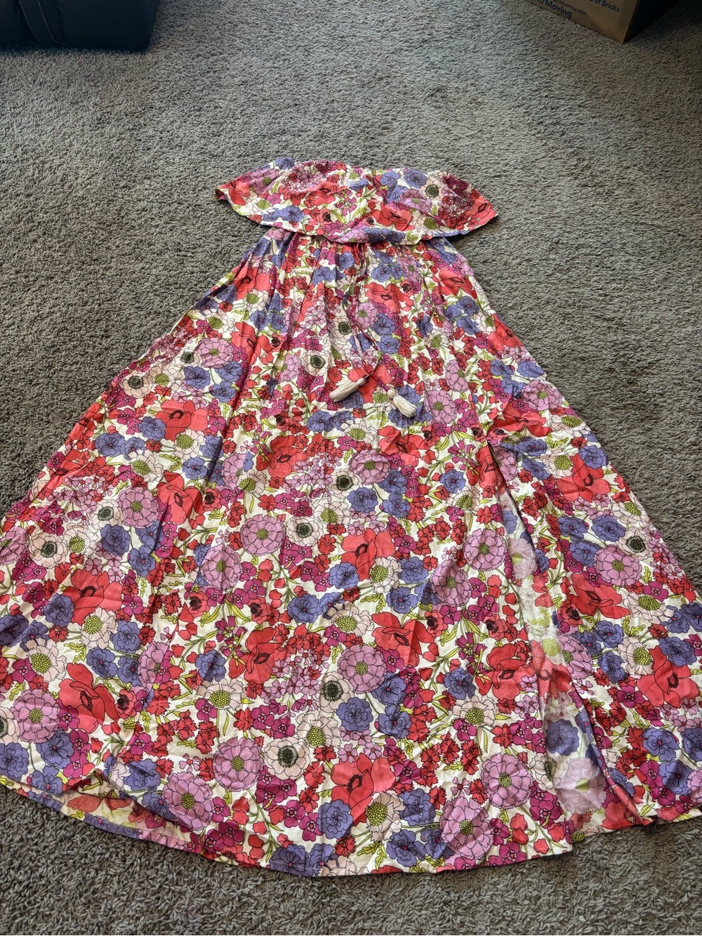 Japna Floral Strapless Maxi Dress - Pink, Purple, Green